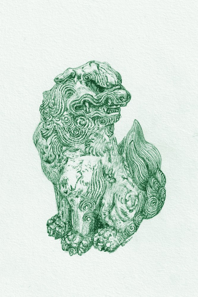 Guardião Foo Dog verde de EC Mazur