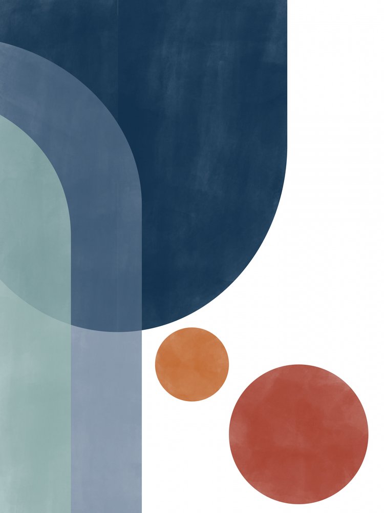 Abstrato geométrico em azul e laranja de Elena Ristova