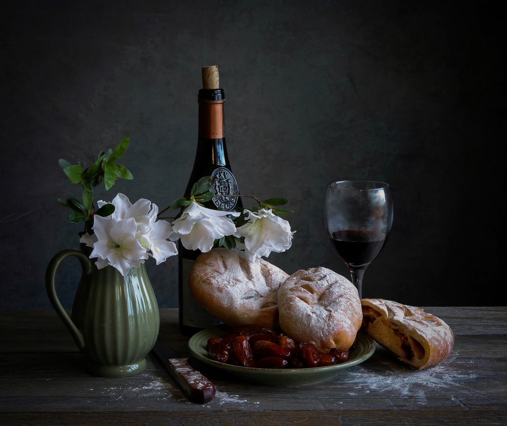Vinho e pão rústicos de Fangping Zhou