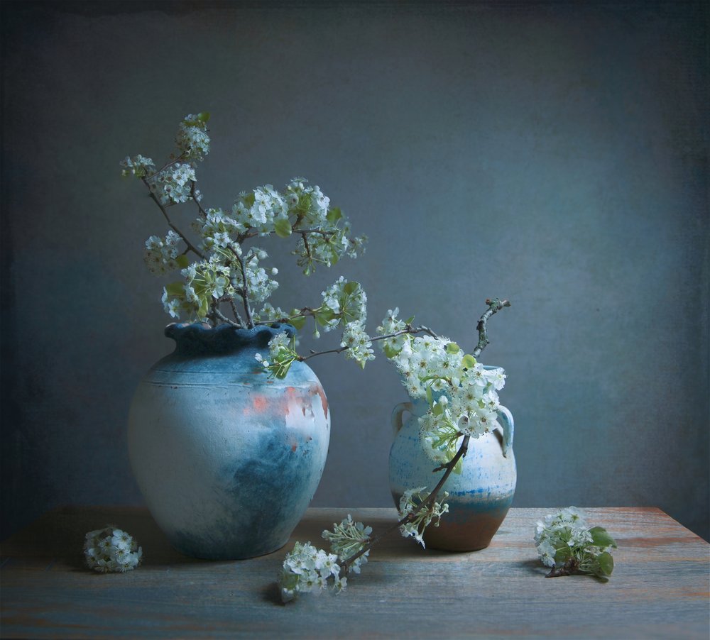 Natureza morta com flores brancas de Fangping Zhou