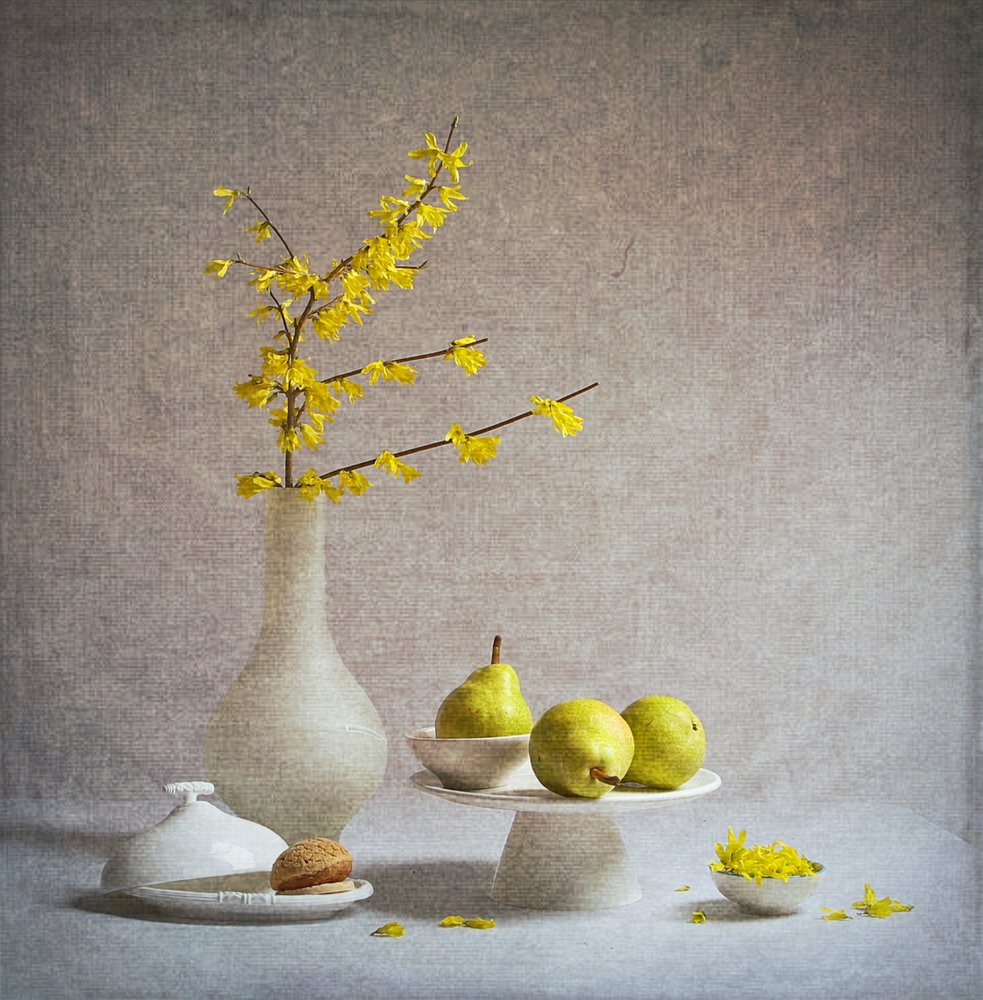 Flores amarelas, peras verdes de Fangping Zhou