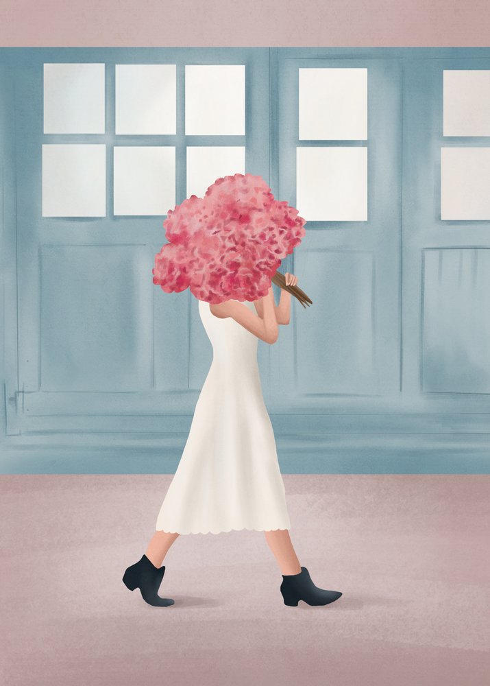Passeio elegante com flores de Flow Line