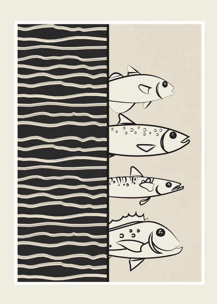 Ilustração de peixe a nadar de Flow Line