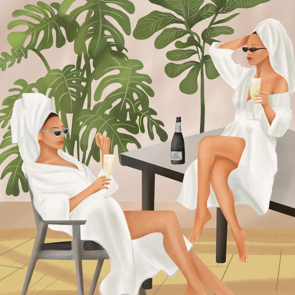 Um momento relaxante com champanhe de Flow Line