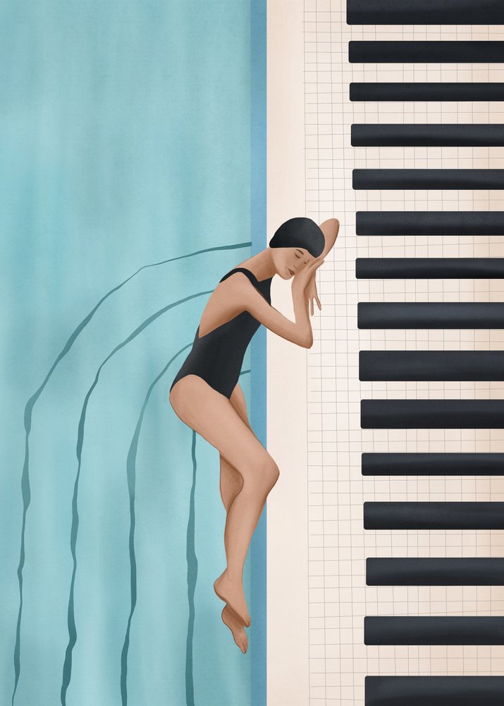 O Sonho do Piano do Nadador de Flow Line