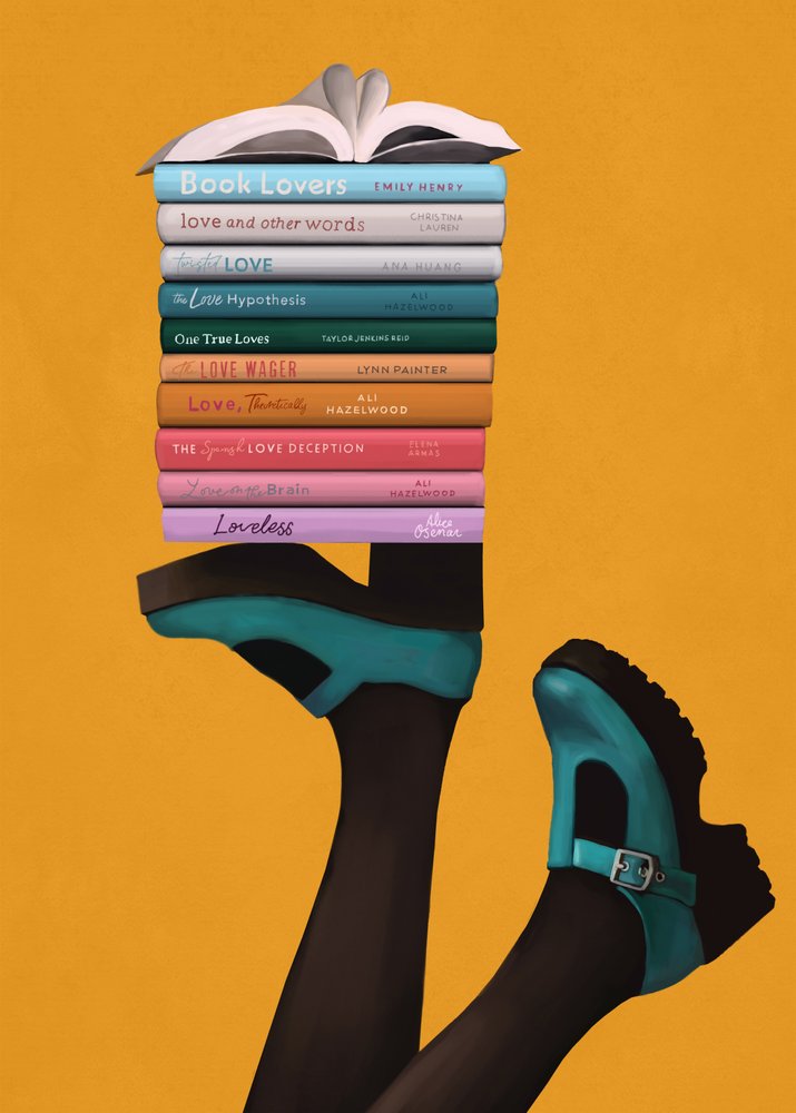 Pés de um amante de livros excêntrico de Flow Line