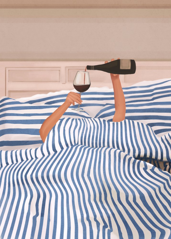 Vinho na cama de Flow Line