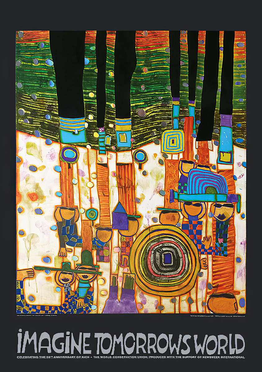Imagina o mundo de amanhã (versão laranja) de Friedensreich Hundertwasser