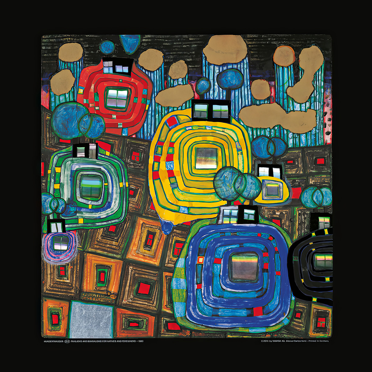 Pavilhões e bungalows para residentes locais e estrangeiros de Friedensreich Hundertwasser