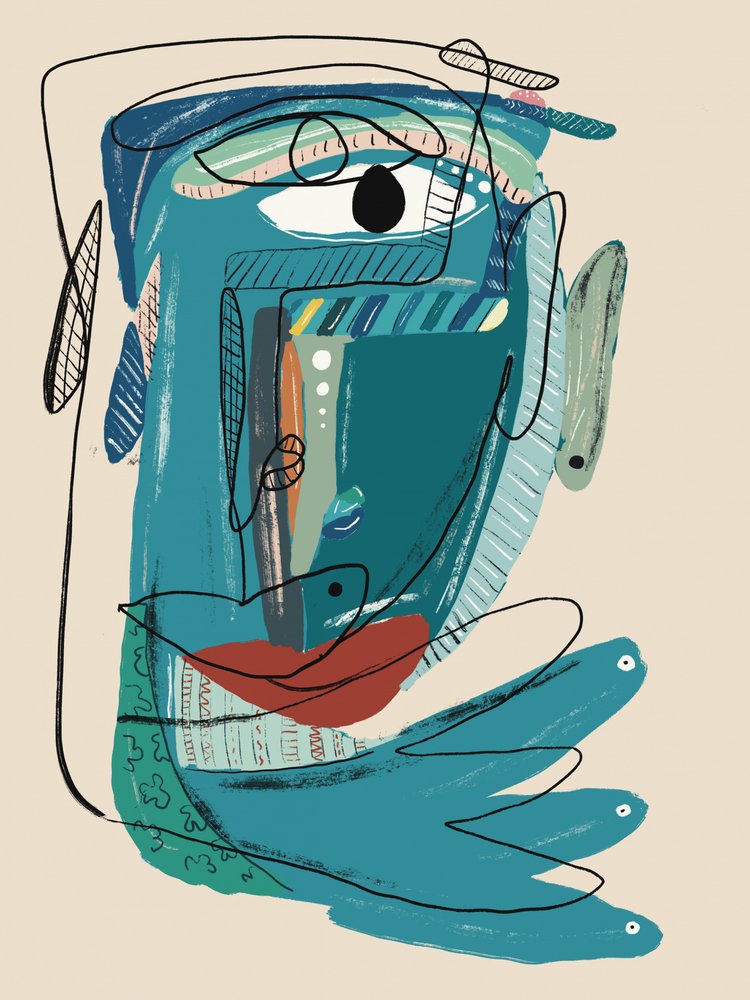 Rosto Azul Abstrato de GIovanna Gil Alves