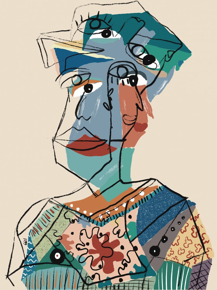 Retrato Cubista Abstrato de GIovanna Gil Alves