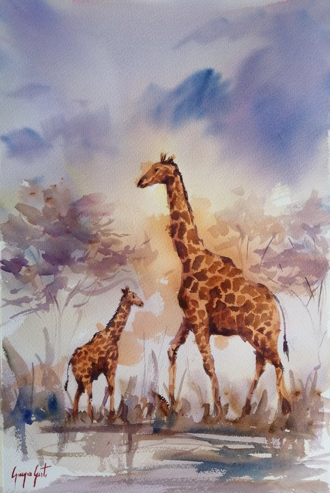 Família das girafas africanas de Giorgio Gosti