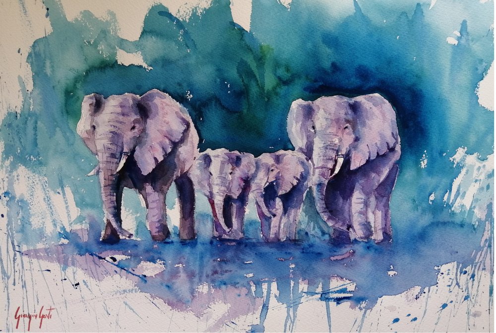 Família do Elefante Azul de Giorgio Gosti