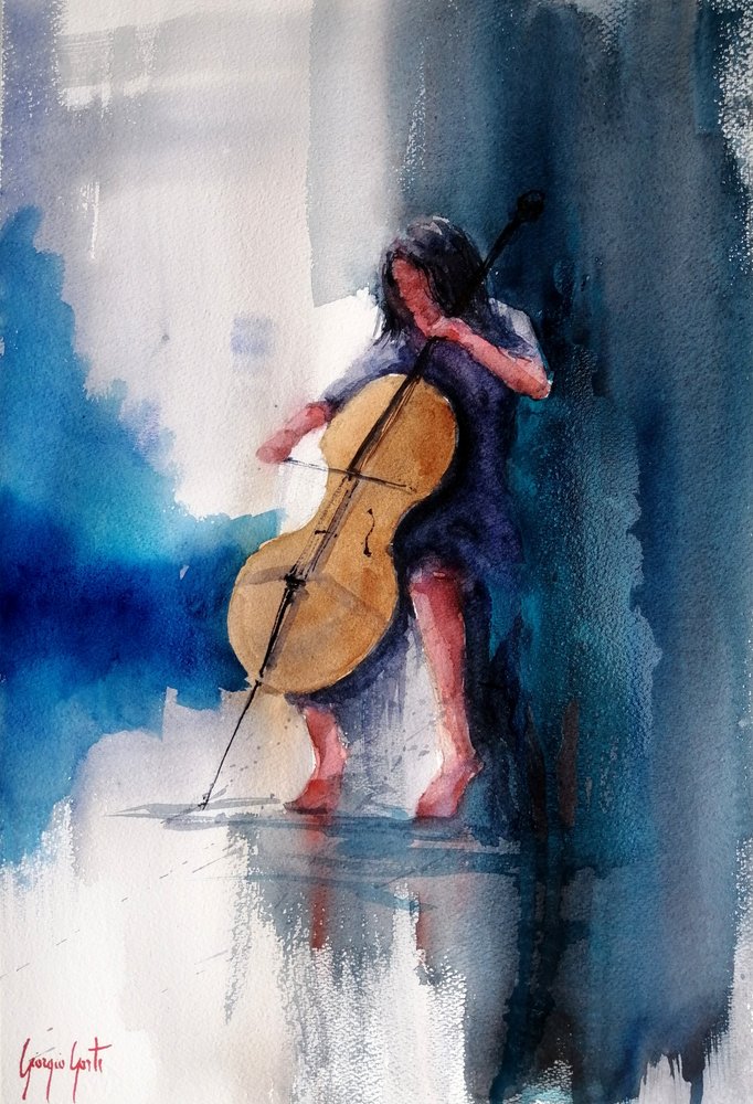 Violoncelista expressivo de Giorgio Gosti