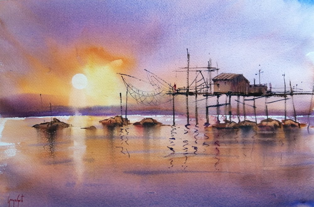 Cais de Pesca Golden Hour de Giorgio Gosti