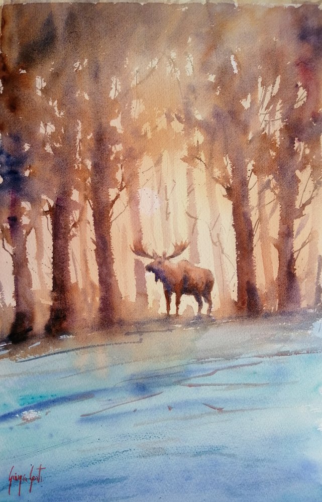 A Majestosa Floresta de Inverno dos Alces de Giorgio Gosti