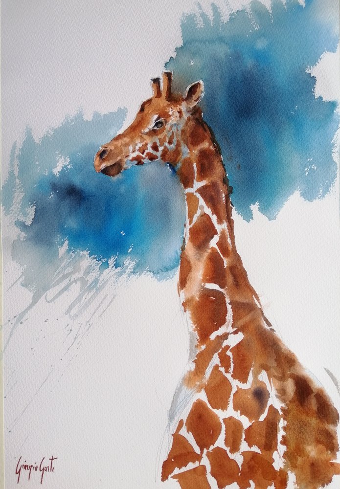 Majestosa girafa em aguarela de Giorgio Gosti