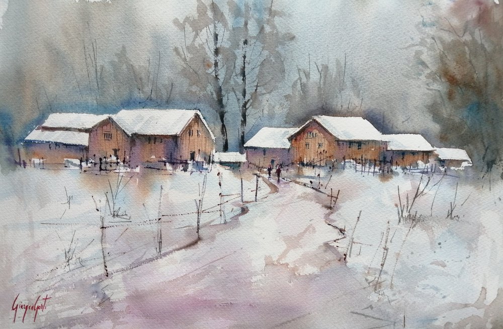 Aldeia rústica de inverno de Giorgio Gosti