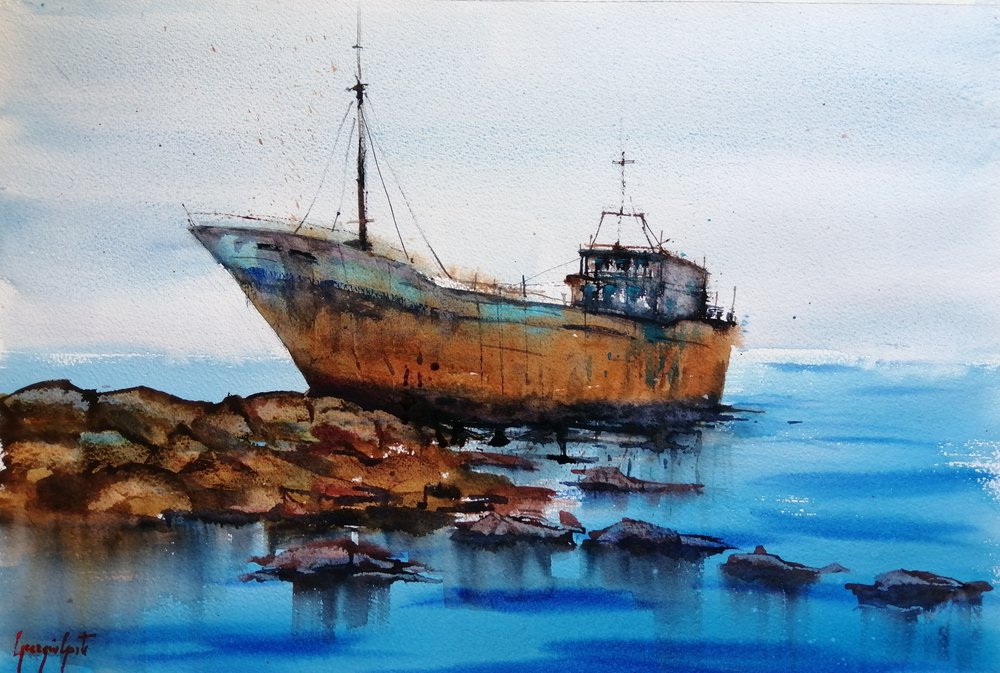 Naufrágio de um navio enferrujado de Giorgio Gosti