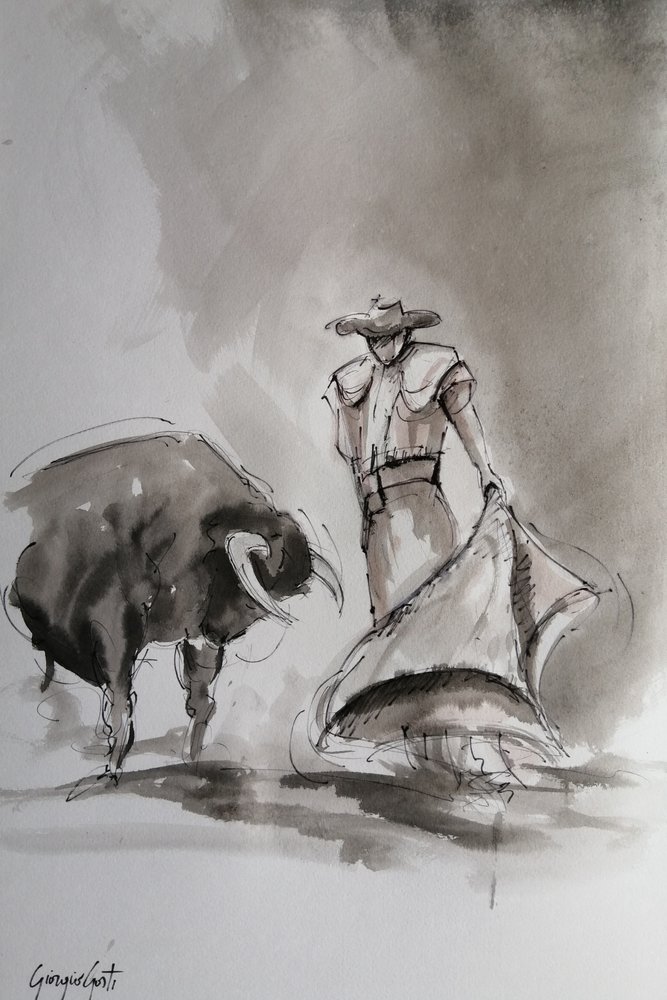 Esboço de uma tourada espanhola de Giorgio Gosti