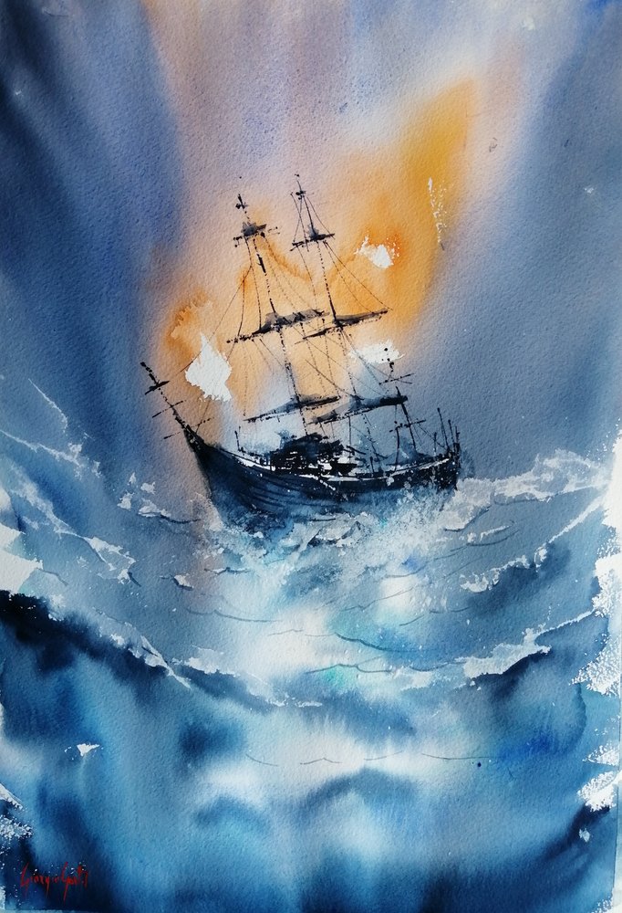 Navio no mar tempestuoso de Giorgio Gosti