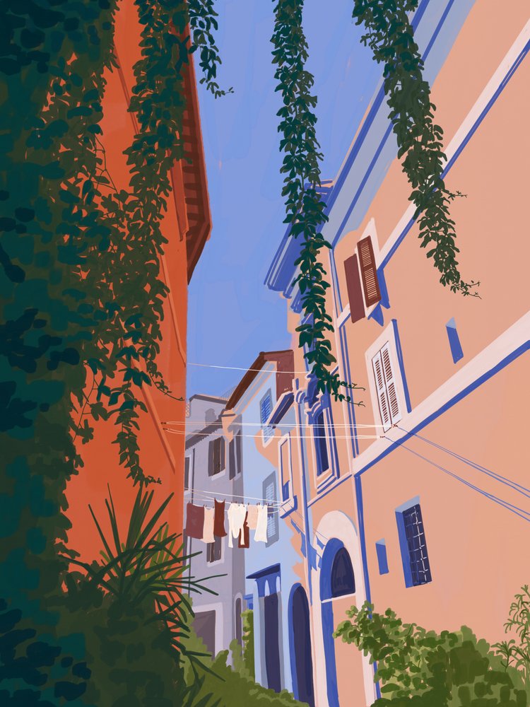 Uma rua europeia encantadora de Goed Blauw