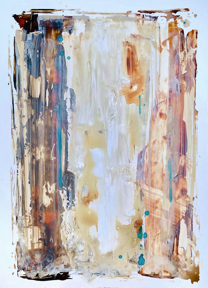 Abstrato em tons de azul-petróleo e terra de Gustaf Tidholm