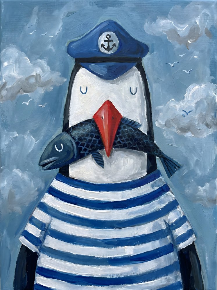 Pinguim marinheiro com peixe de HUGO