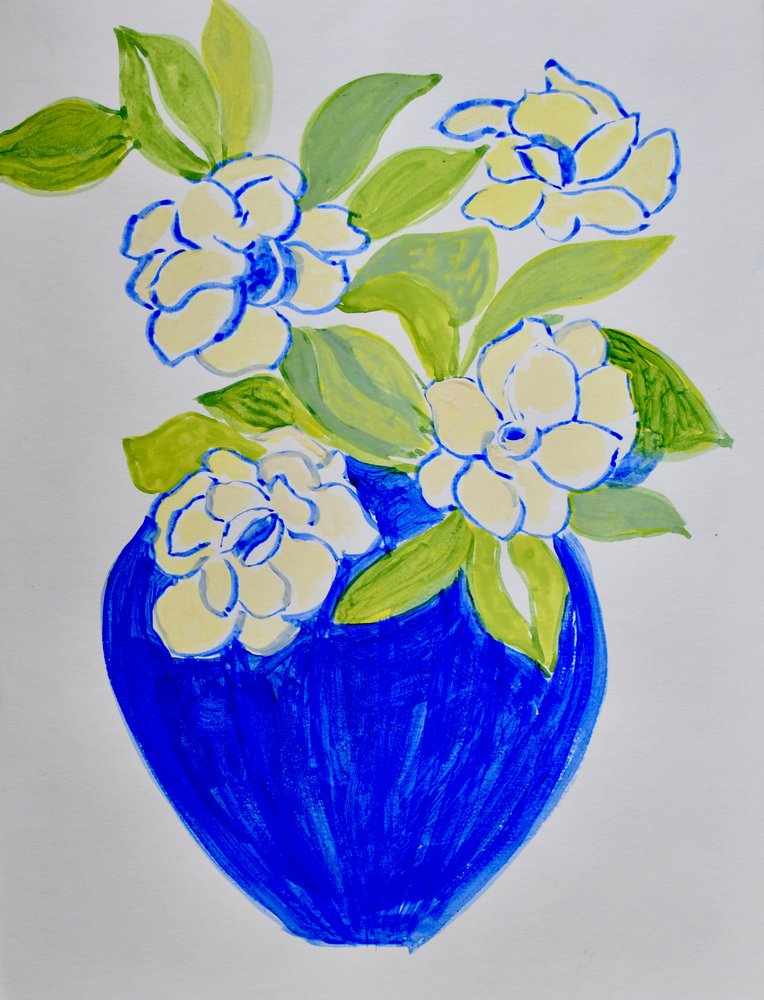 Vaso floral azul vibrante de Iria Fernandez