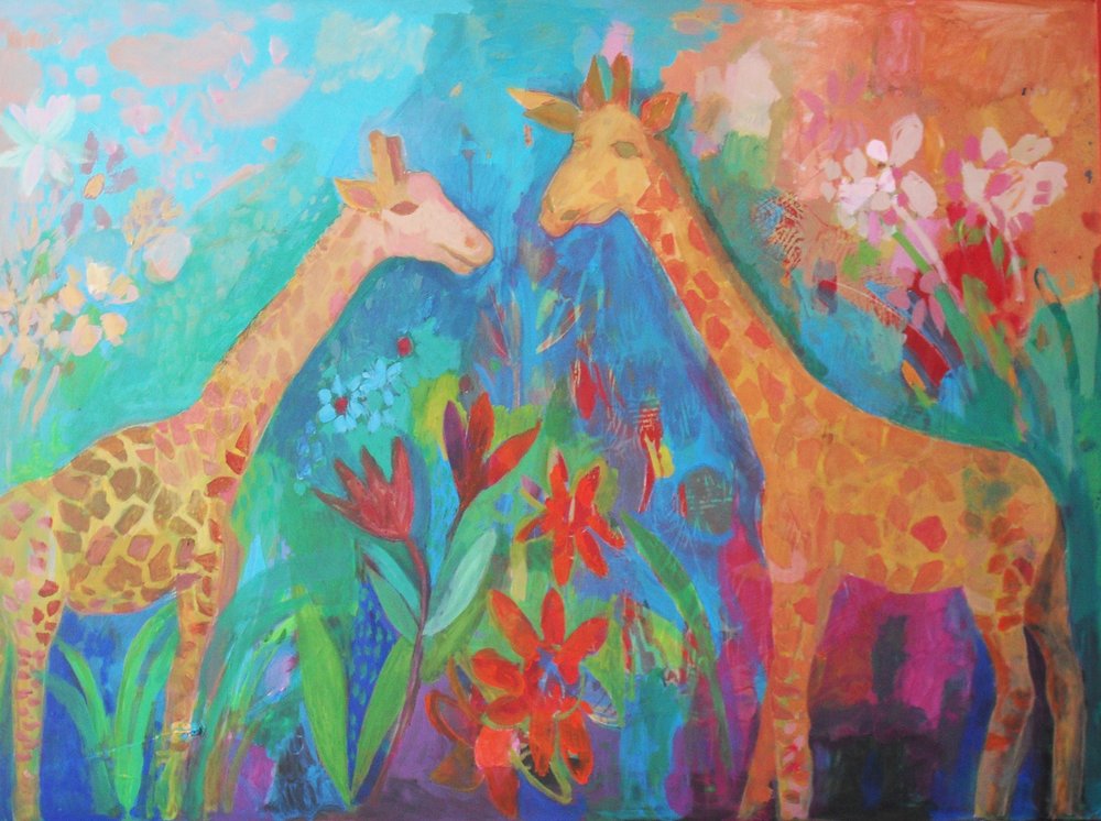 Girafas da selva coloridas de Iria Fernandez