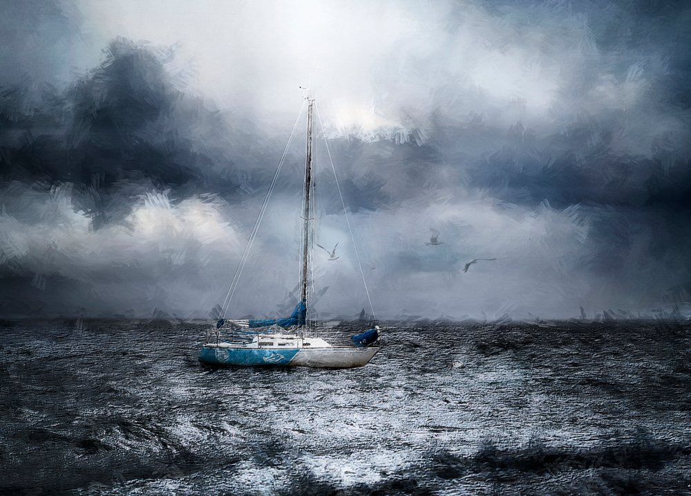 Veleiro no oceano tempestuoso de Jana Broskina