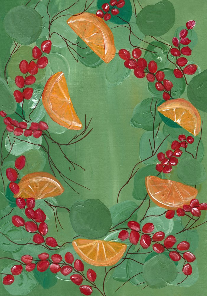 Guirlanda festiva de laranja e frutos silvestres de Janine Brewster