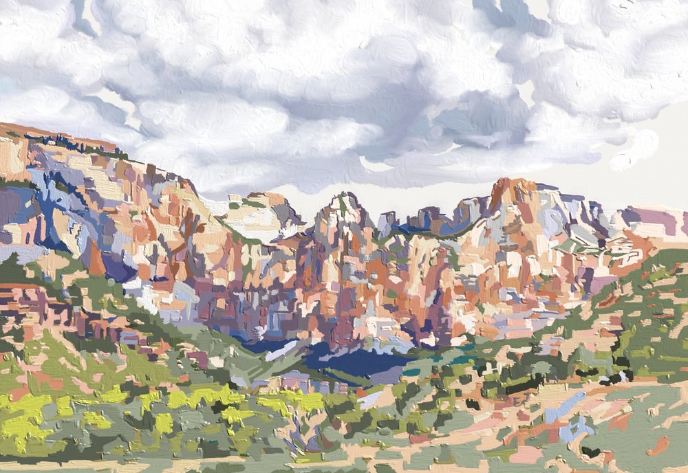 Picos montanhosos coloridos de Jenna Alheit