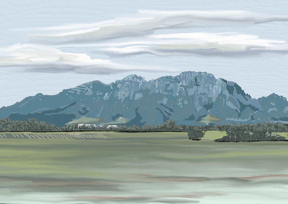 Paisagem de montanhas distantes de Jenna Alheit