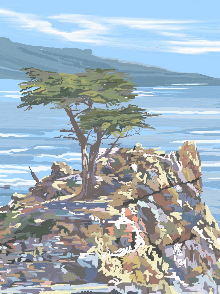 Lone Cypress com vista para o mar de Jenna Alheit