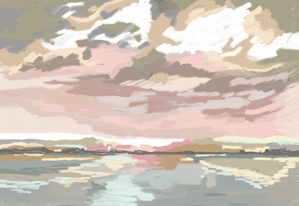 Reflexos do Pôr do Sol Rosa de Jenna Alheit