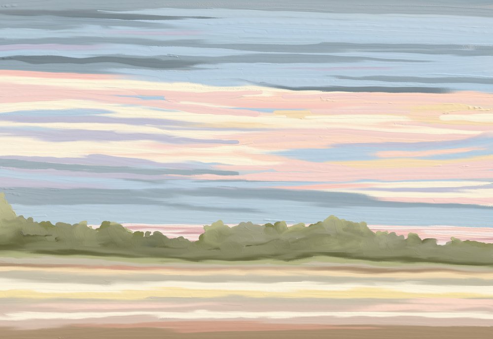 Horizonte Sereno em Tons Pastel de Jenna Alheit