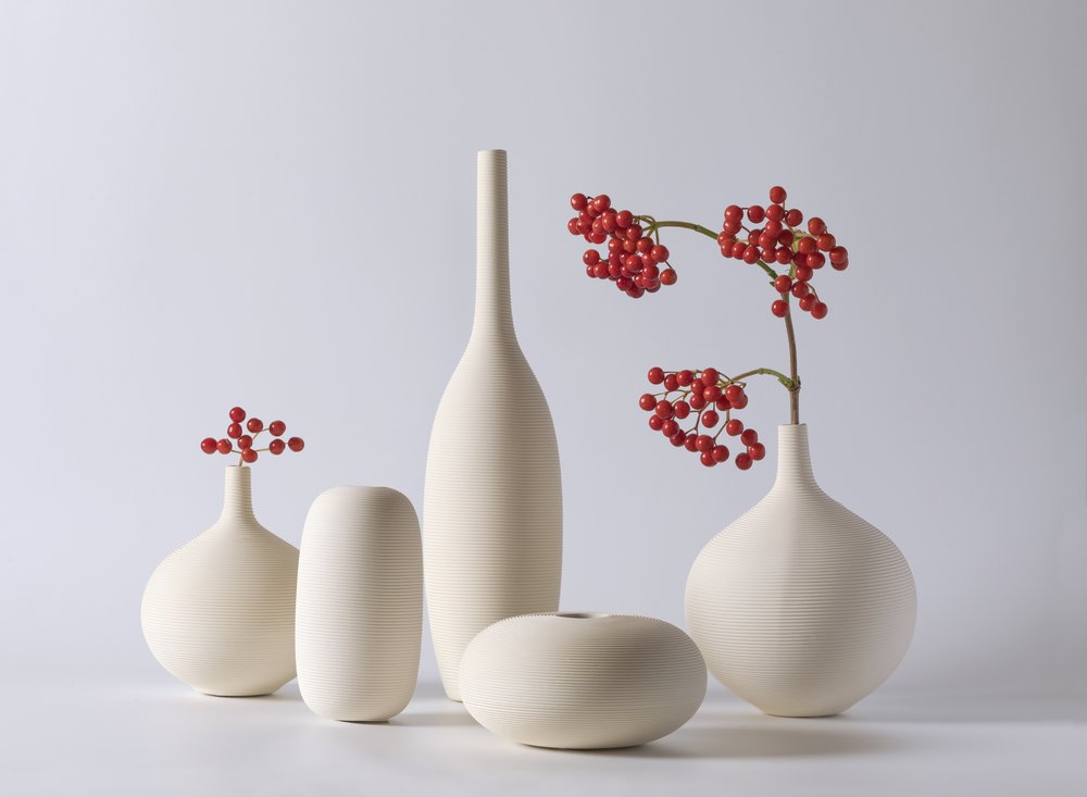 Vasos de cerâmica com bagas vermelhas de Jia Chen