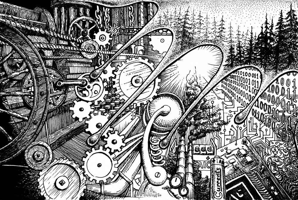 Floresta Digital Steampunk de Johan Liewendahl