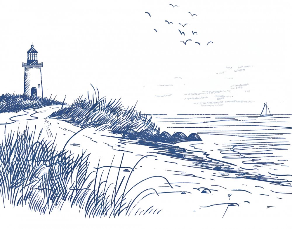 Esboço de um farol costeiro de Jolly and Dash