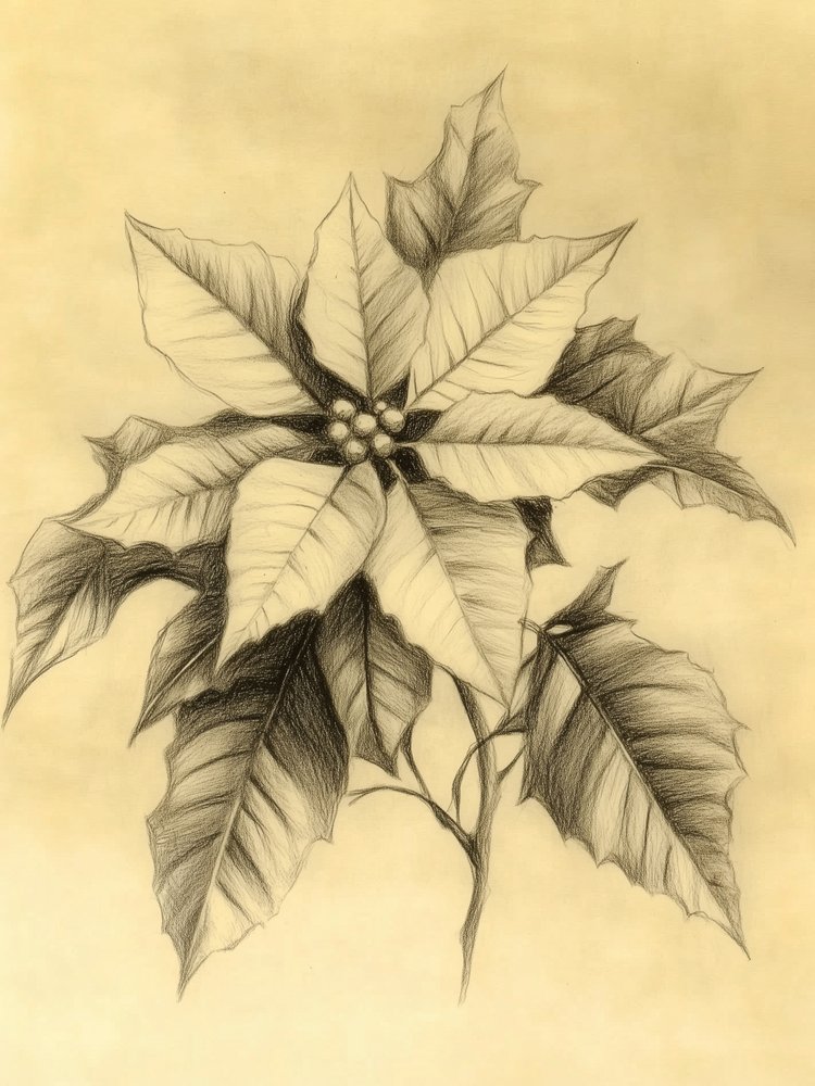 Desenho elegante de uma poinsétia de Jolly and Dash