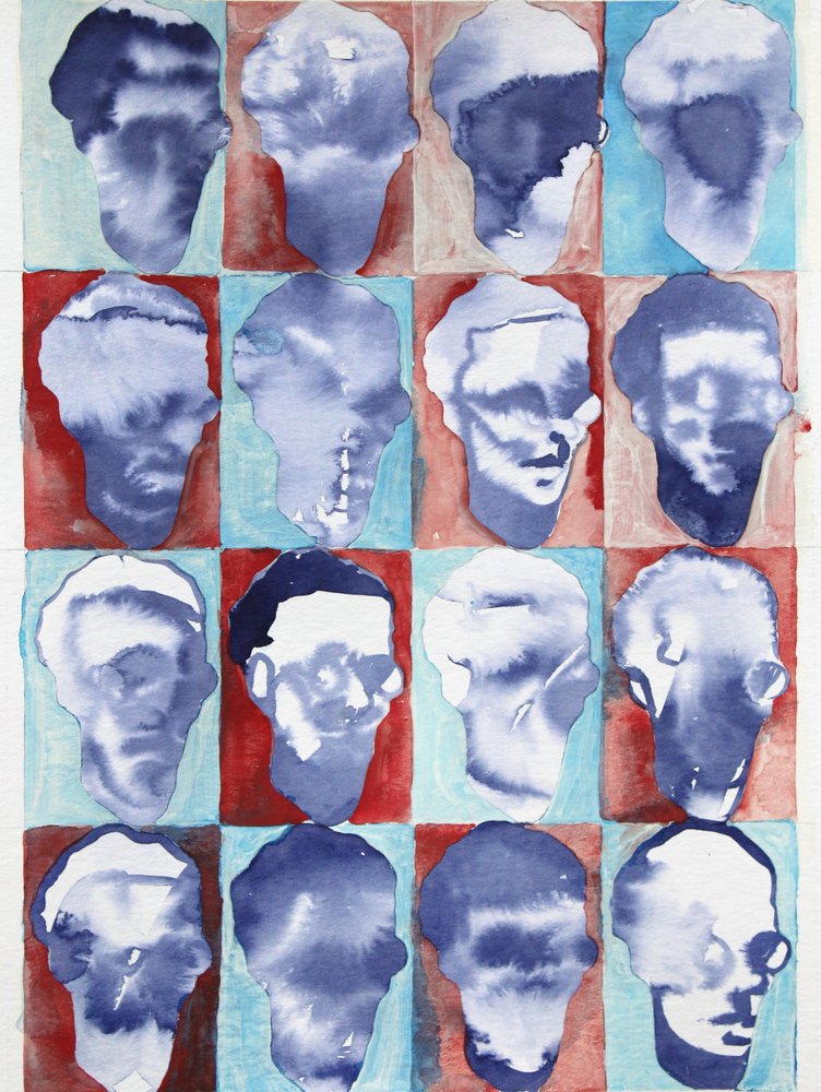 Grelha de rostos abstratos de Joshua Hoskins