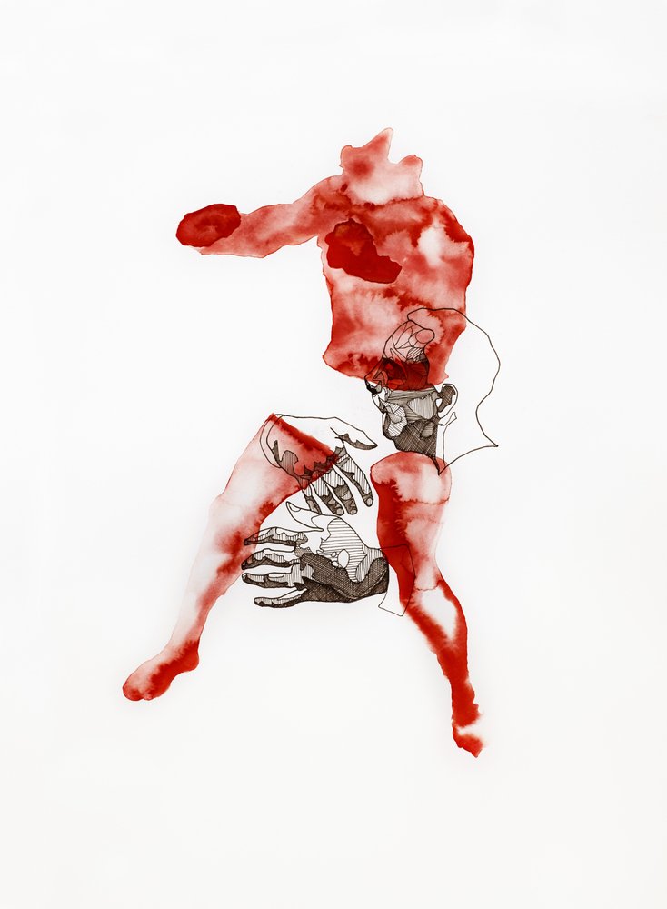 Figura fragmentada vermelha de Joshua Hoskins