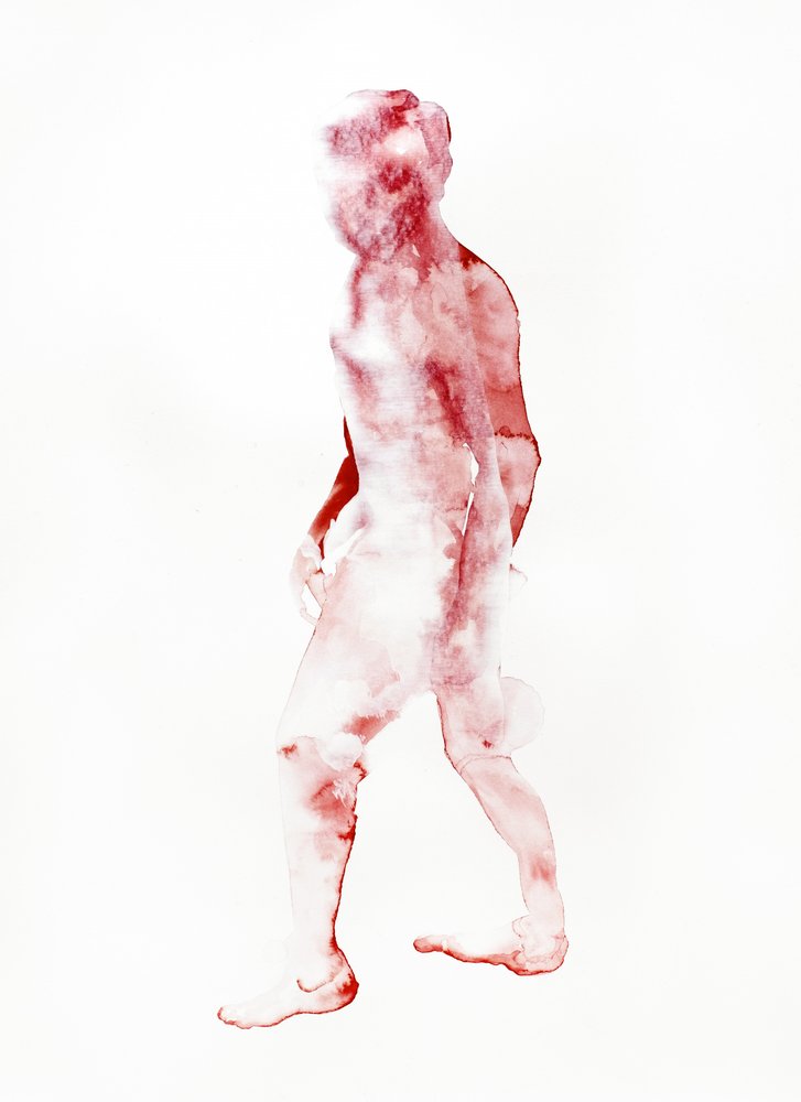 Figura a caminhar de cor vermelha de Joshua Hoskins