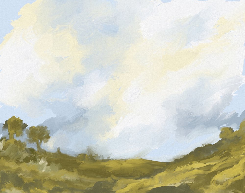 Paisagem de Nuvens sobre Campos Ondulantes de Josie George