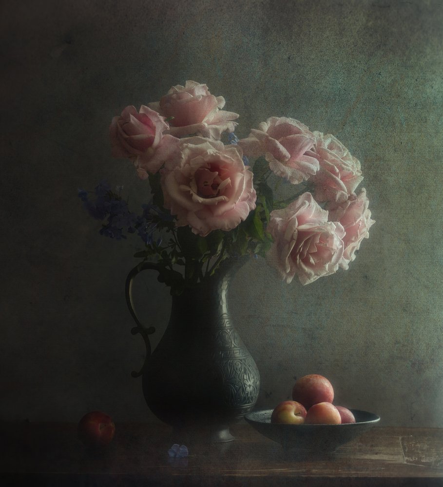 Rosas e pêssegos em tons de rosa suave de Judy Tseng