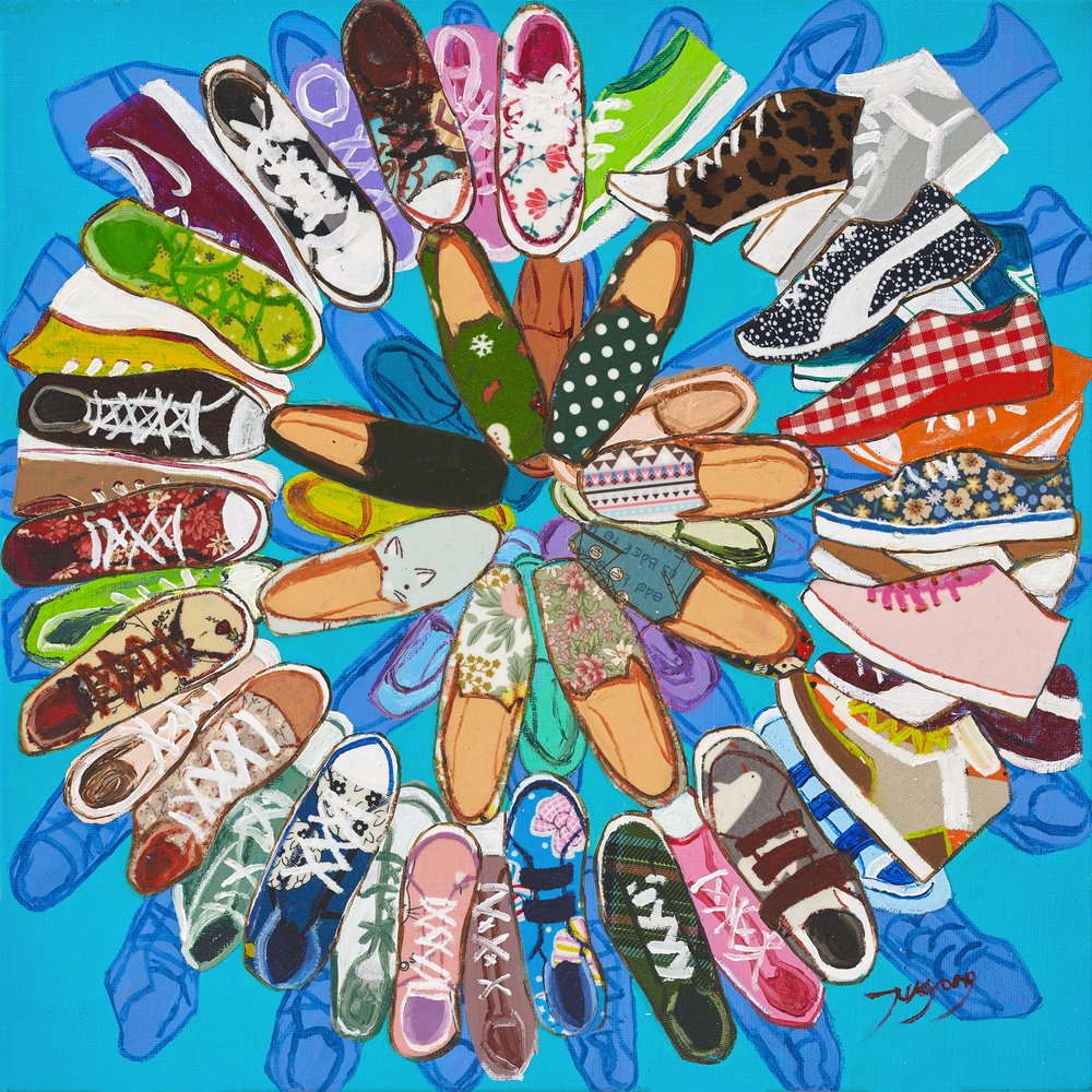 Coleção de sapatos coloridos de Jukyong Park
