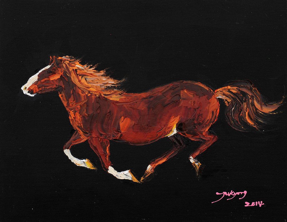 Galope de um cavalo poderoso de Jukyong Park