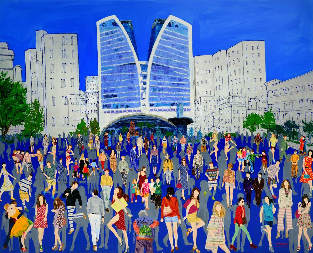 Multidão urbana animada de Jukyong Park
