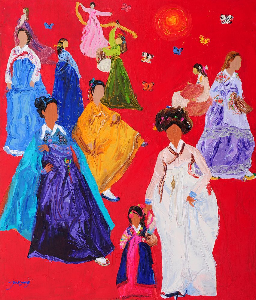 Celebração vibrante do hanbok de Jukyong Park